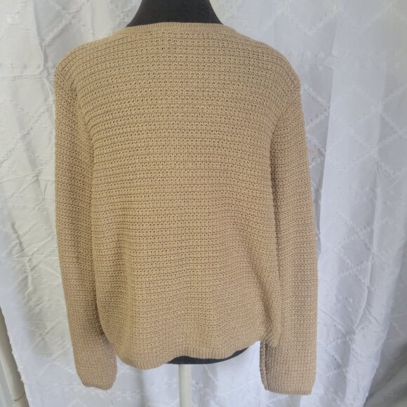 Talbots Gold Crochet Knit Cardigan Sweater W/ Gold Buttons & Pockets 1x - Picture 2 of 11